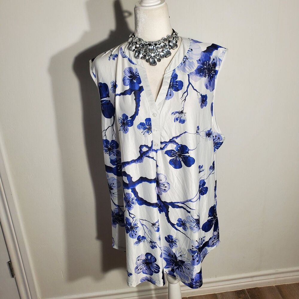 LILY BY FIRMIANA TUNIC WHITE SLEEVELESS POLY/SPANDEX SIZE 4X
